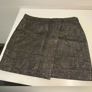 J.Crew Brand Women's size 10 Black Paisley Faux Wrap Front Matelasse Mini Skirt